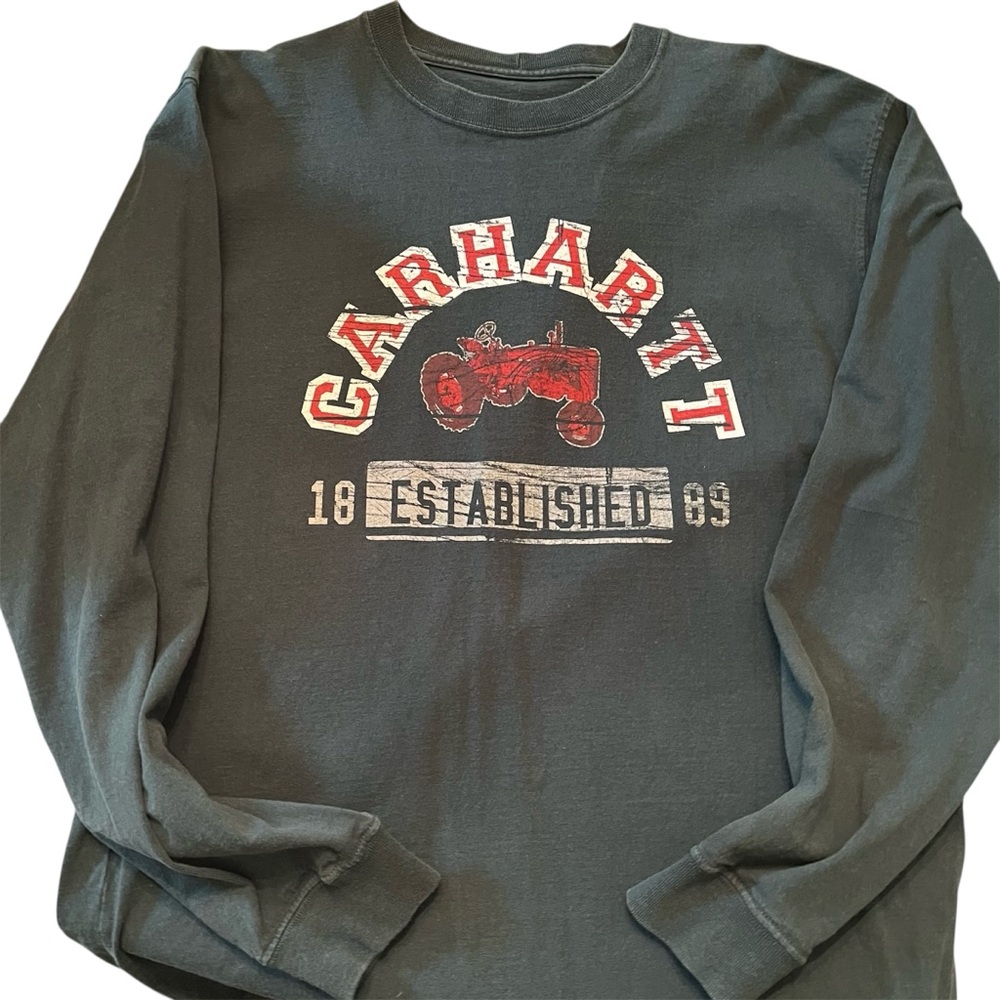 Carhartt Dark Green Long Sleeve Tshirt with Logo Red Tractor
